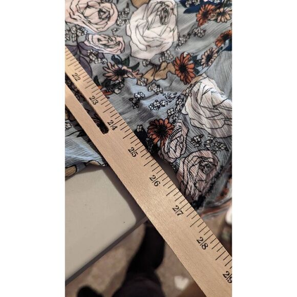 Democracy Women Long Sleeve V-Neck Floral Print Kimono Blouse Blue Size 2X - Picture 8 of 12